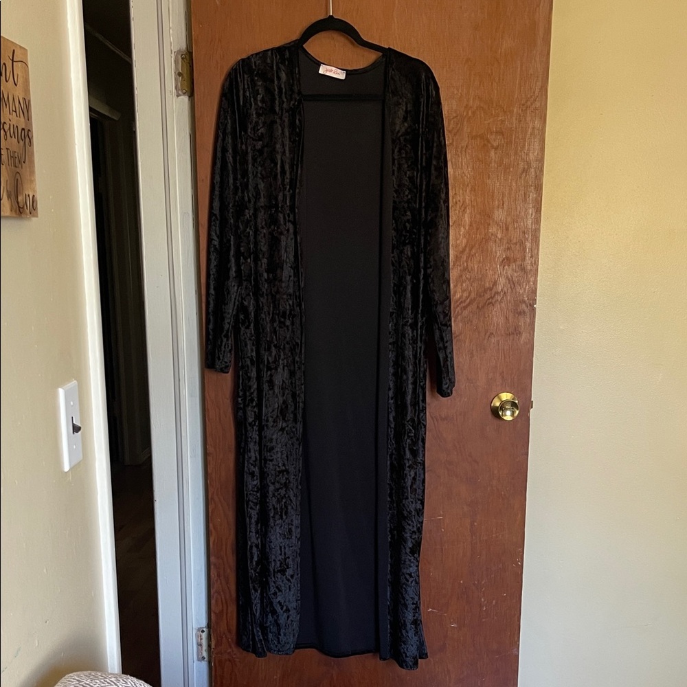 Black Velvet Long Cardigan